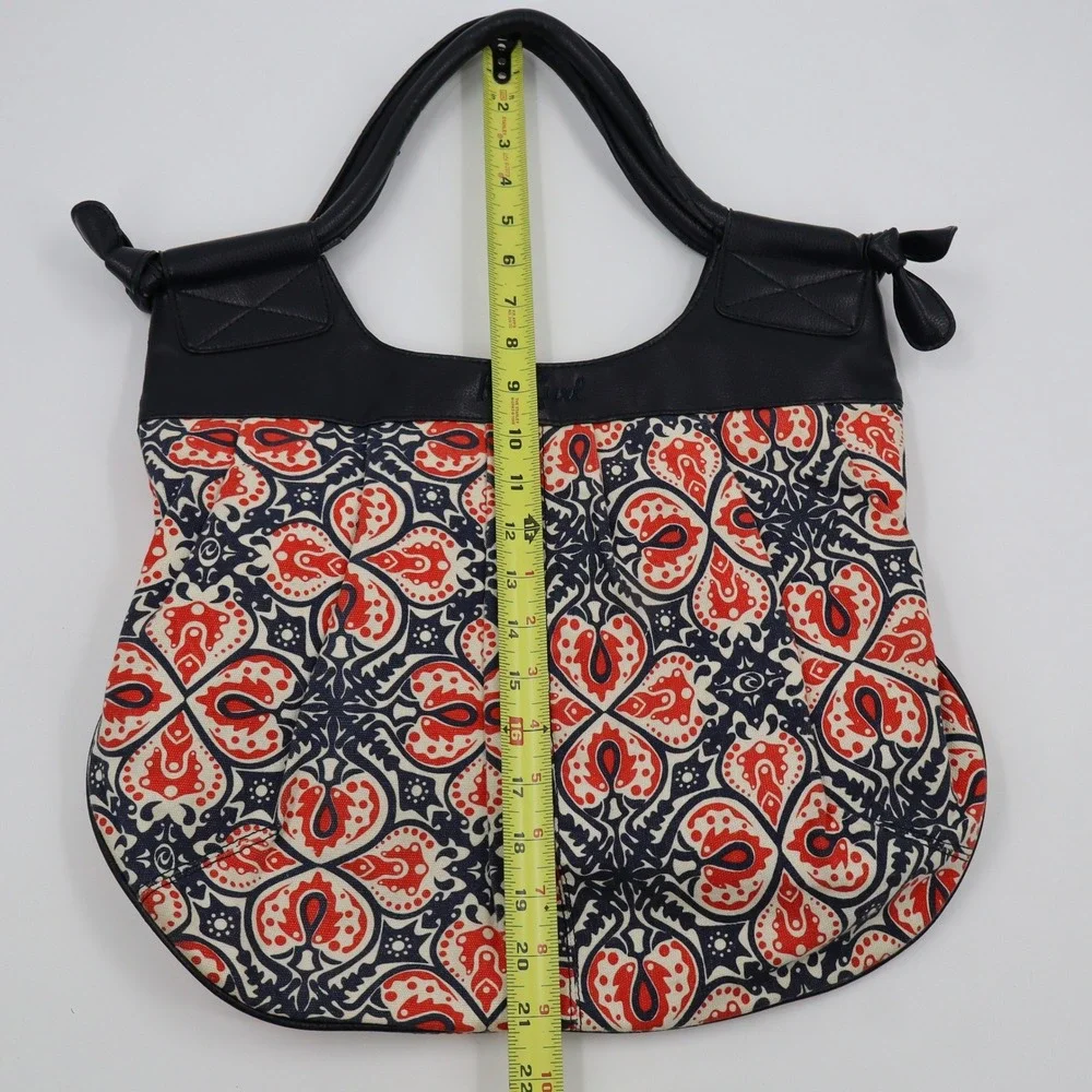 Rip Curl Hobo Bag Womens Medium Navy Red Paisley Cotton‎ Faux Leather Trim Boho